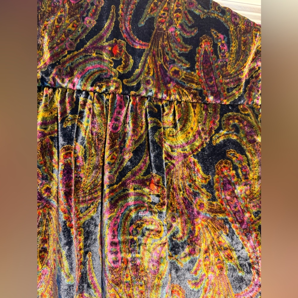 Anthropology Multicolor Velvet Wrap Top - Picture 13 of 16